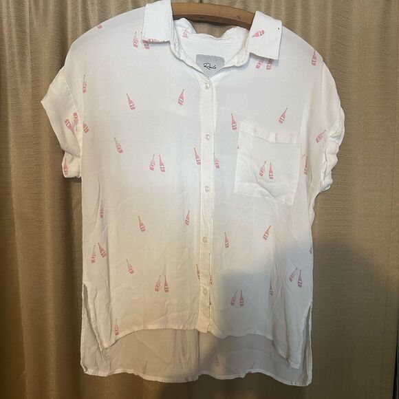 RAILS Whitney Rosè All Day Champagne Print Blouse Size medium - Picture 4 of 8